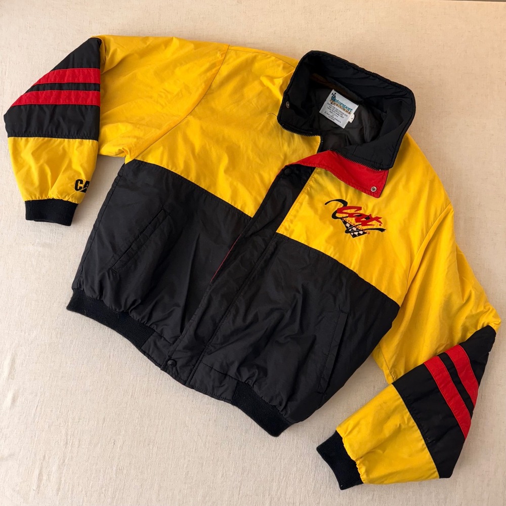 Vintage Motorsport Traditions CAT Motorsports Jacket Yellow Black Red Mens Large